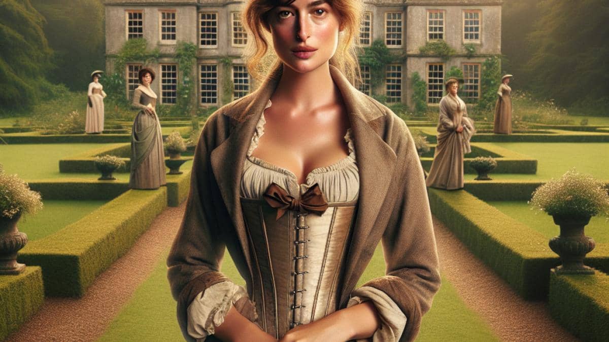 The Hunt en Prime Video: ¿Por qué este thriller satírico es más que acción FSK-18? 14 A central scene from the film Persuasion, set in 1814 England, featuring Dakota Johnson as Anne Elliot standing confidently at the forefront with period-accurate costumes. Behind her is a grand manor house and lush English gardens, photorealistic editorial style, soft afternoon light with subtle modern touches in body language and facial expressions to hint at contemporary reinterpretation.