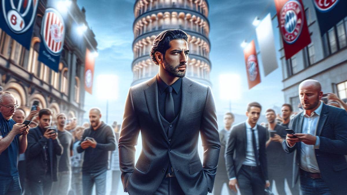 PSG campeón: ¿Cómo impacta en el deporte y tu bienestar este hito histórico? 14 Mohamed Salah at the center, in a sleek suit, walking past the Eiffel Tower with Paris Saint-Germain banners in the background, photorealistic editorial style, twilight city lights and intense expressions from fans and media around him.