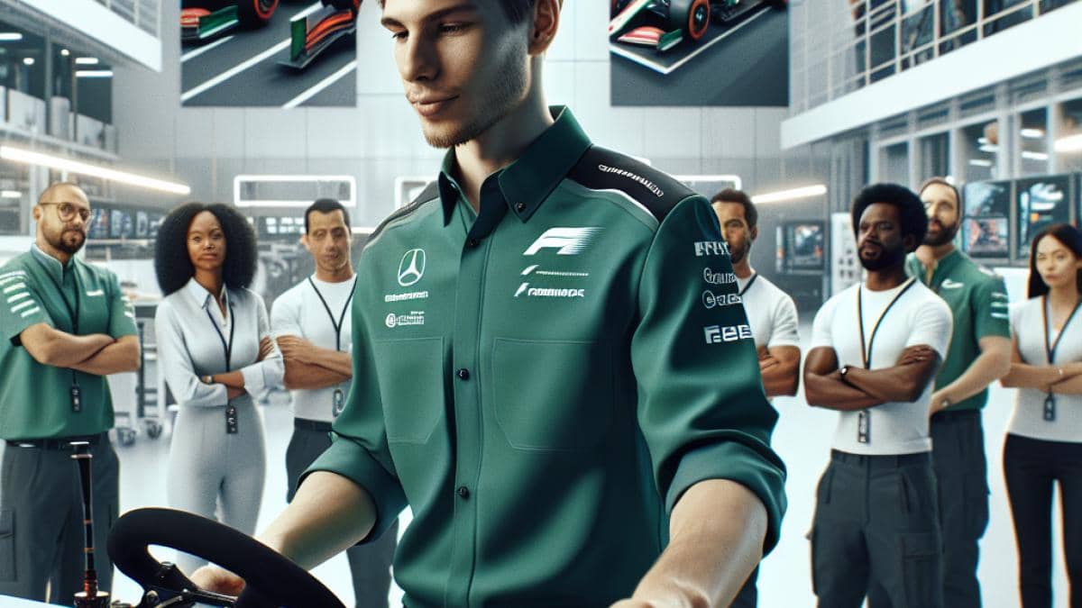 PSG y la lesión de Dembélé: ¿cómo afecta realmente a su rendimiento físico? 14 Adrian Newey at Aston Martin headquarters, wearing a green team shirt, closely inspecting a high-tech racing simulator surrounded by engineers. Photorealistic editorial style, well-lit with bright ambient lighting highlighting advanced technology and modern factory design. Main subject centered and in sharp focus, with team members reacting in the background—some serious, some intrigued. Clean background showing Aston Martin branding for an exclusive F1 behind-the-scenes vibe.