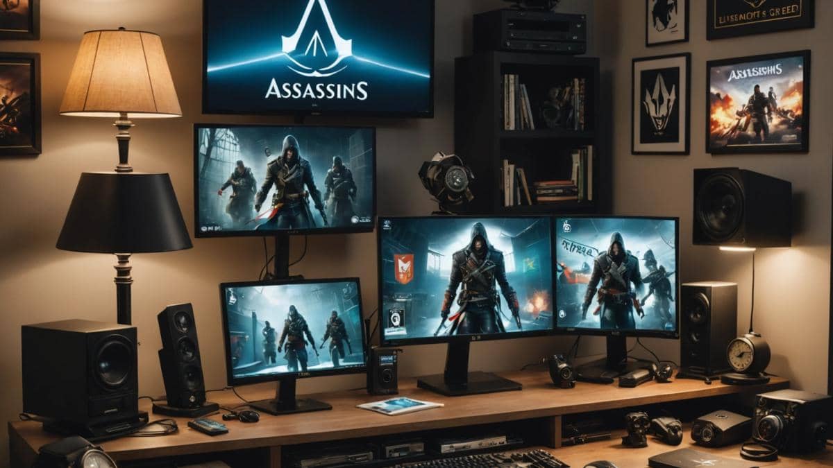 Dragon Ball: ¿Por qué Akira Toriyama solo amaba una ilustración? Mi análisis y lo que nadie te cuenta 14 A serious, editorial-style photo of a modern gaming workspace with vintage and current Ubisoft game memorabilia (Assassin's Creed, Rainbow Six, Far Cry), a well-lit desk with multiple screens showing iconic Ubisoft titles, centered in a sleek apartment filled with retro and new consoles. Moody yet hopeful lighting, main subject—the workspace—clearly centered and in sharp focus, capturing both nostalgia and anticipation for the future.