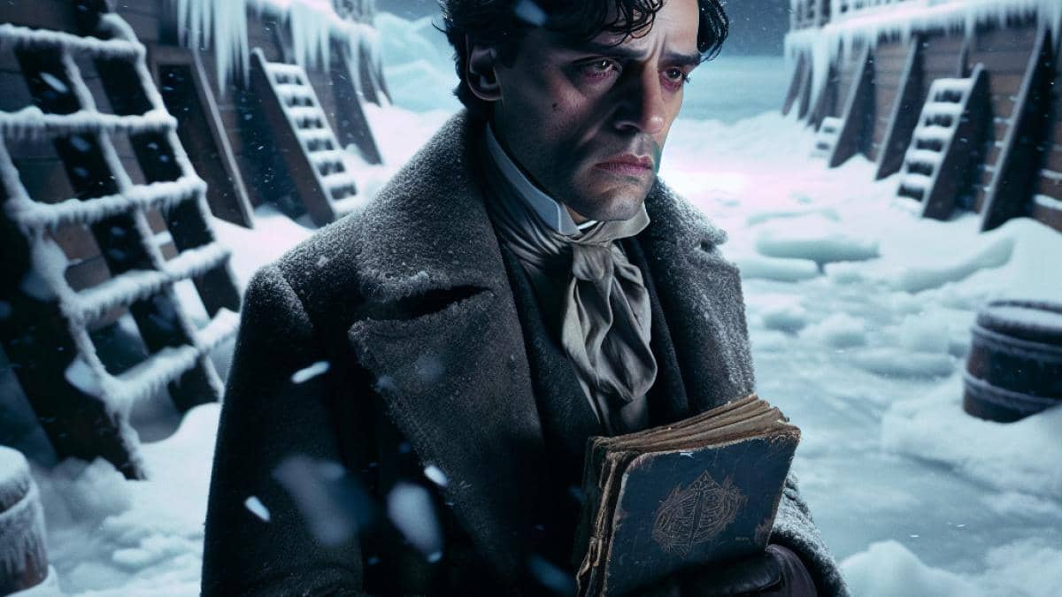 Demain nous appartient: ¿Por qué la salida de Rayane cambiará el rumbo de la serie? 14 Oscar Isaac as Victor Frankenstein, standing on a frozen Arctic ship deck at twilight, surrounded by snow and ice. He looks exhausted and haunted, holding a tattered journal. The atmosphere is somber and dramatic, with cinematic lighting highlighting his face. Editorial photorealistic style, main subject well-centered and in sharp focus, subtle gothic elements in the background.