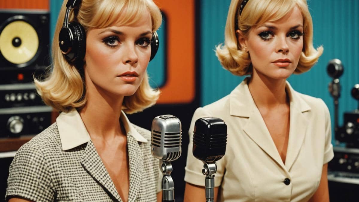 Acumuladores: ¿Por qué guardamos tanto y cómo sanar desde la psicología real? 14 A young Sylvie Vartan and Frankie Jordan in a 1960s French TV studio, photorealistic editorial style, vibrant retro fashion and vintage microphones, both centered, subtle stage lights creating a nostalgic atmosphere, classic TV cameras and music sheets visible in the background.