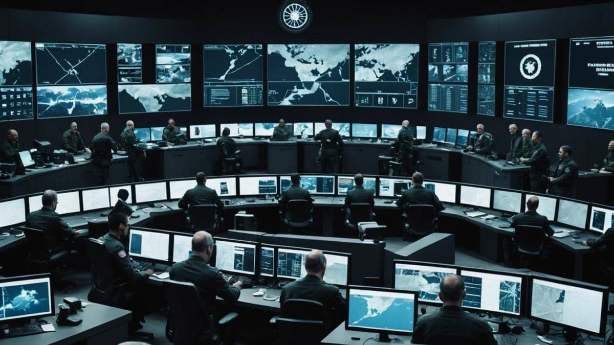 ¿Por qué la Operación Martillo de EEUU en Irán cambió las reglas del juego (y lo que nadie te contó) A modern military operations center, photorealistic editorial style, central focus on a diverse team of analysts in front of digital maps and live satellite feeds showing the Middle East, high-tech gadgets and glowing screens, mood is tense and urgent, clean background with U.S. and Israeli insignias subtly visible. Main subjects (analysts and commanders) are well-centered and in sharp focus.